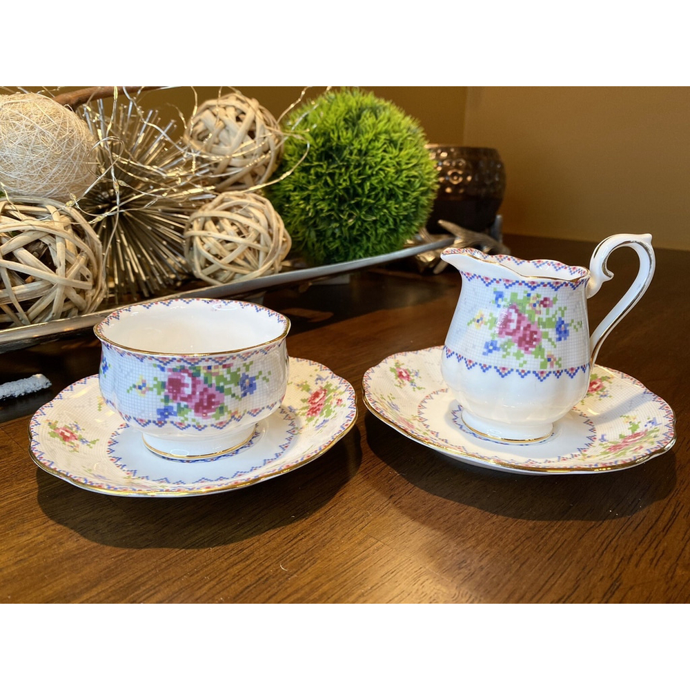 Royal Albert Petit Point Mini Creamer & Sugar Bowl With Two Sauces